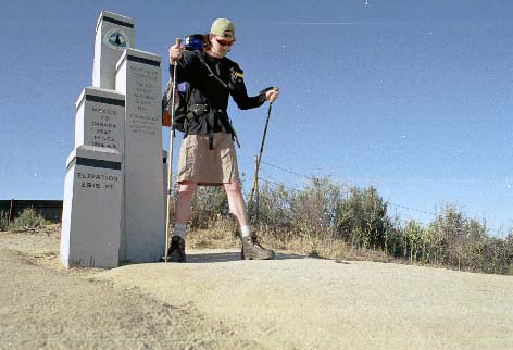 At the southern terminus of the PCT. Yes, that is a hiking kilt...