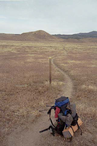 My pack. Note the heavy boots, I started hiking in Chaco sandals after the first day.