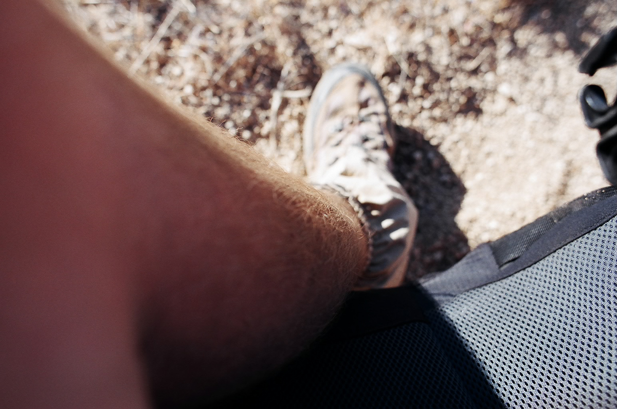 Sunburned and dirty. I had switched to light weight shoes at this point. Much better than heavy boots.