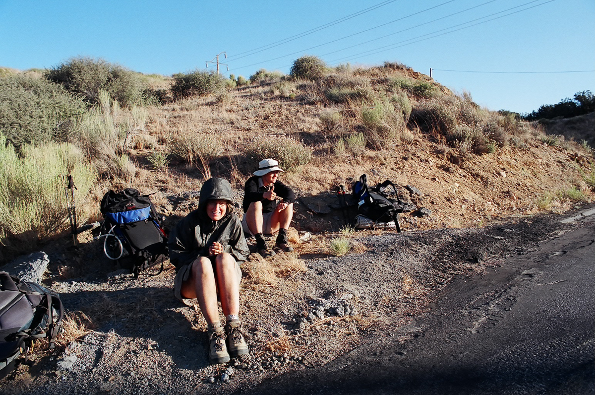Hitching a ride into Mojave.