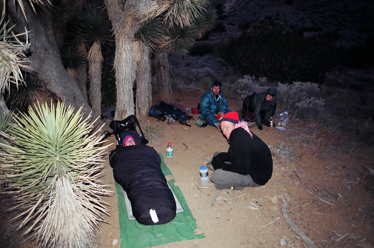 Camping among the Joshua Trees with fellow hikers.