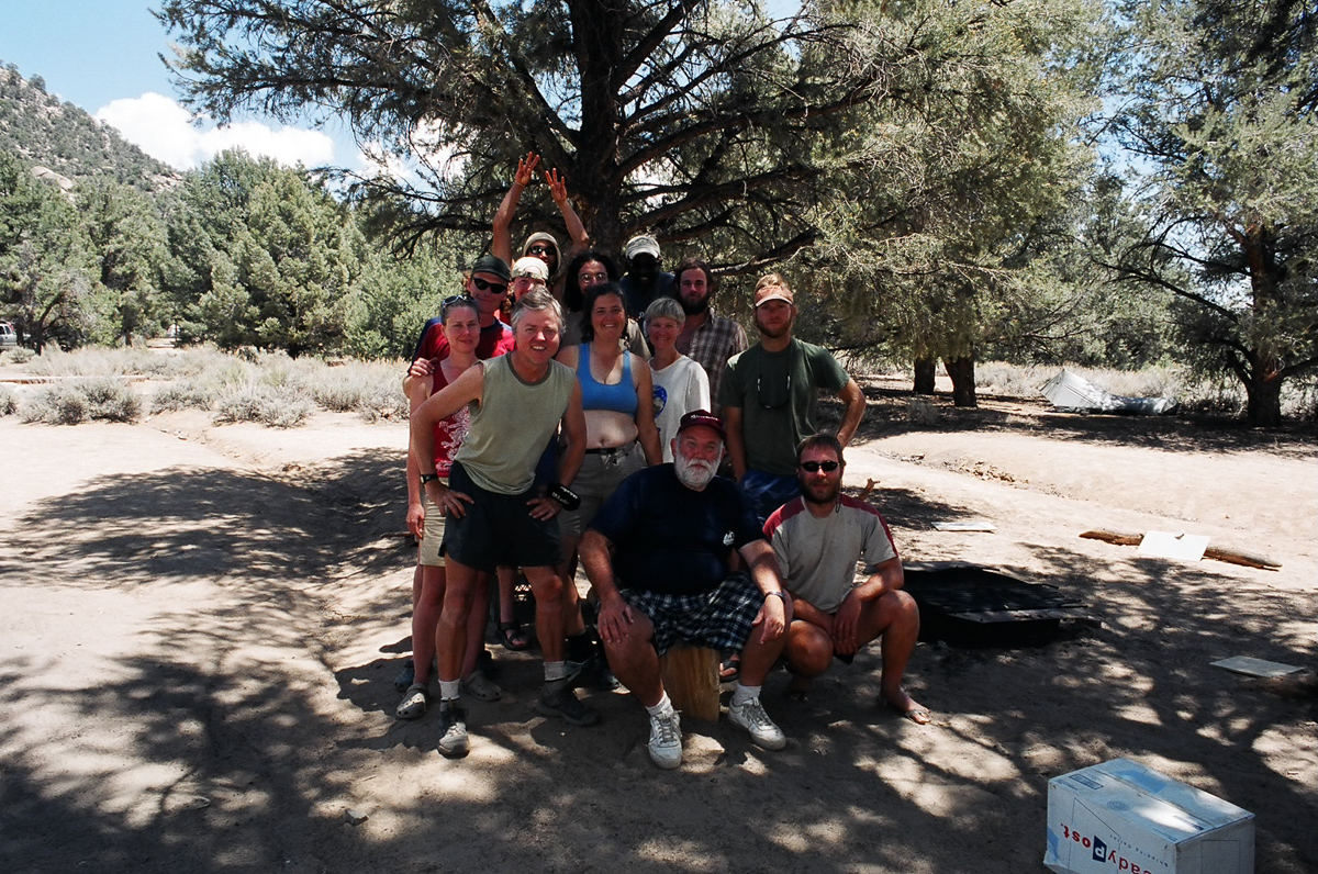 A bunch of thru-hikers at Kennedy Meadows.