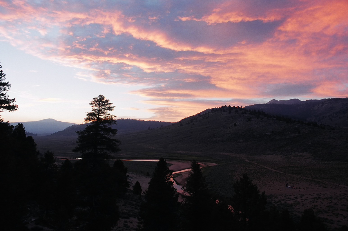 Sunset with the South fork Kern River below.