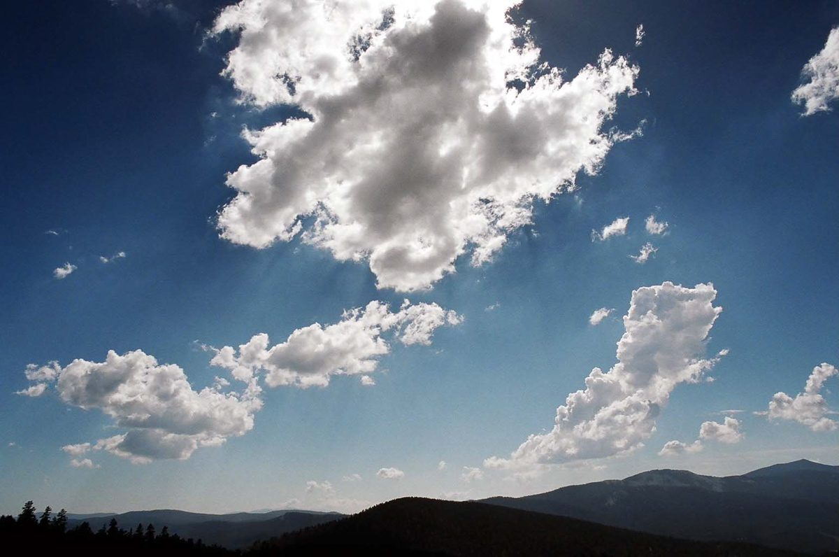 Midday sky with clouds.