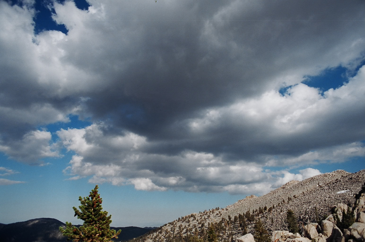 Granite mountains and sky.