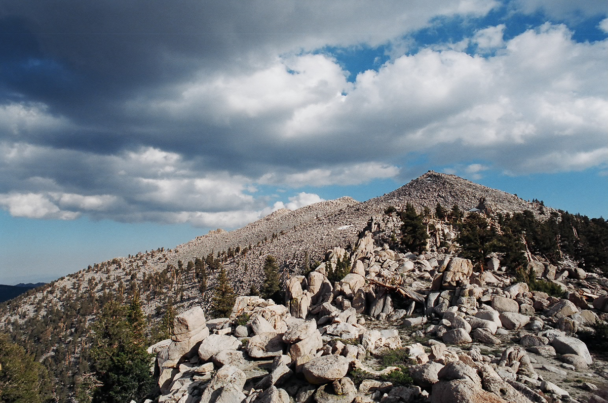 Granite mountains and sky.