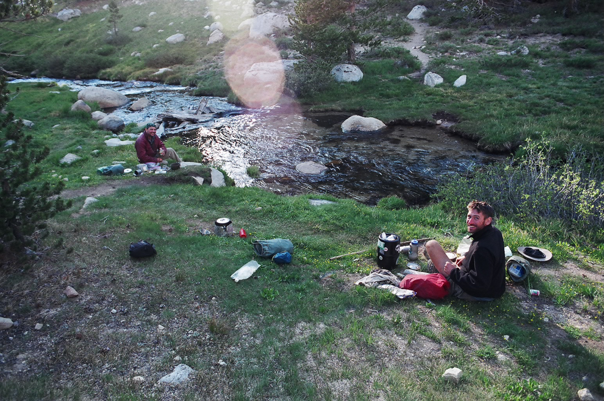 Dinner with fellow hikers at Crabtree Meadow.