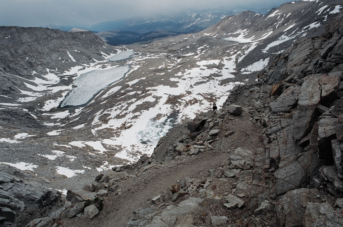 Steep trail and switchbacks up to Forester Pass.