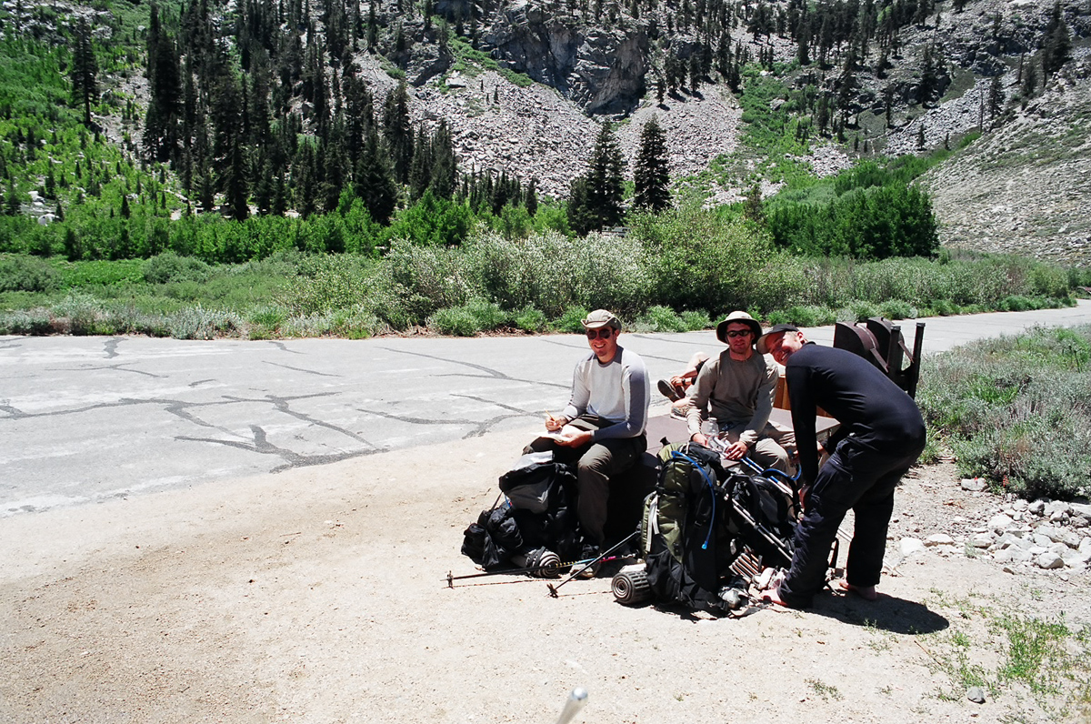Hitching a ride down to Independence from the Onion Valley trailhead.