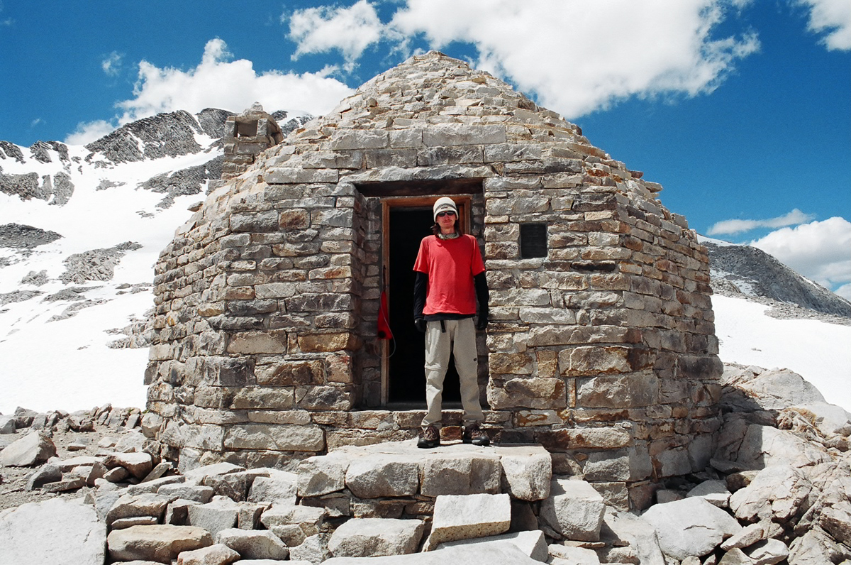 Self portrait at Muir Hut at the summit of Muir Pass.