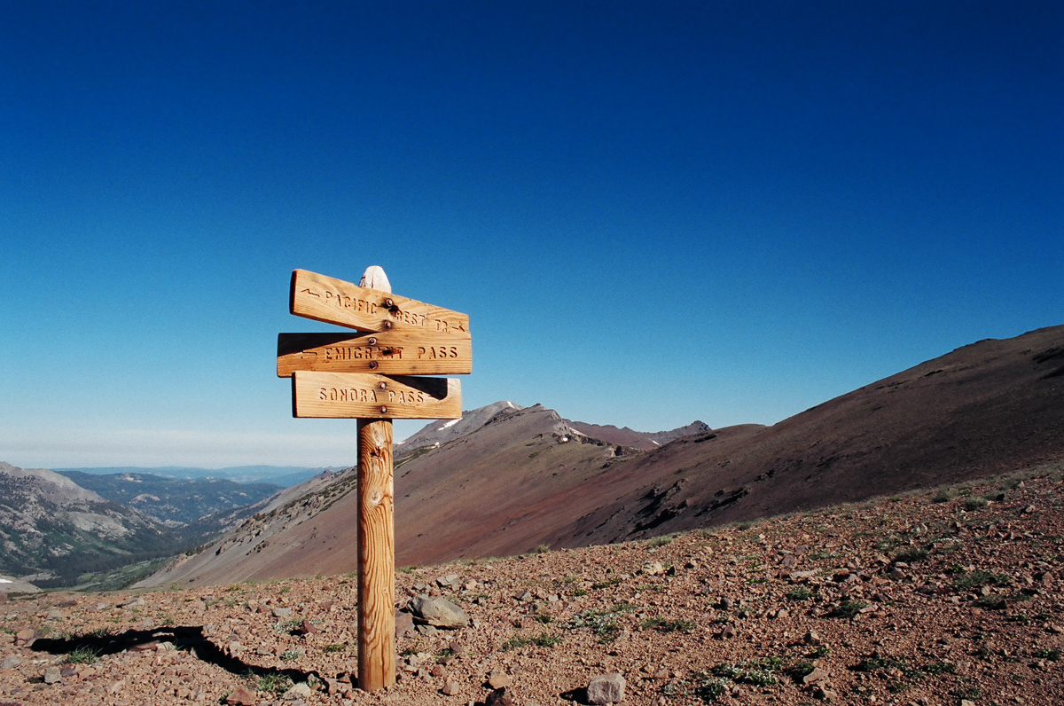 Sonora Pass trail sign.