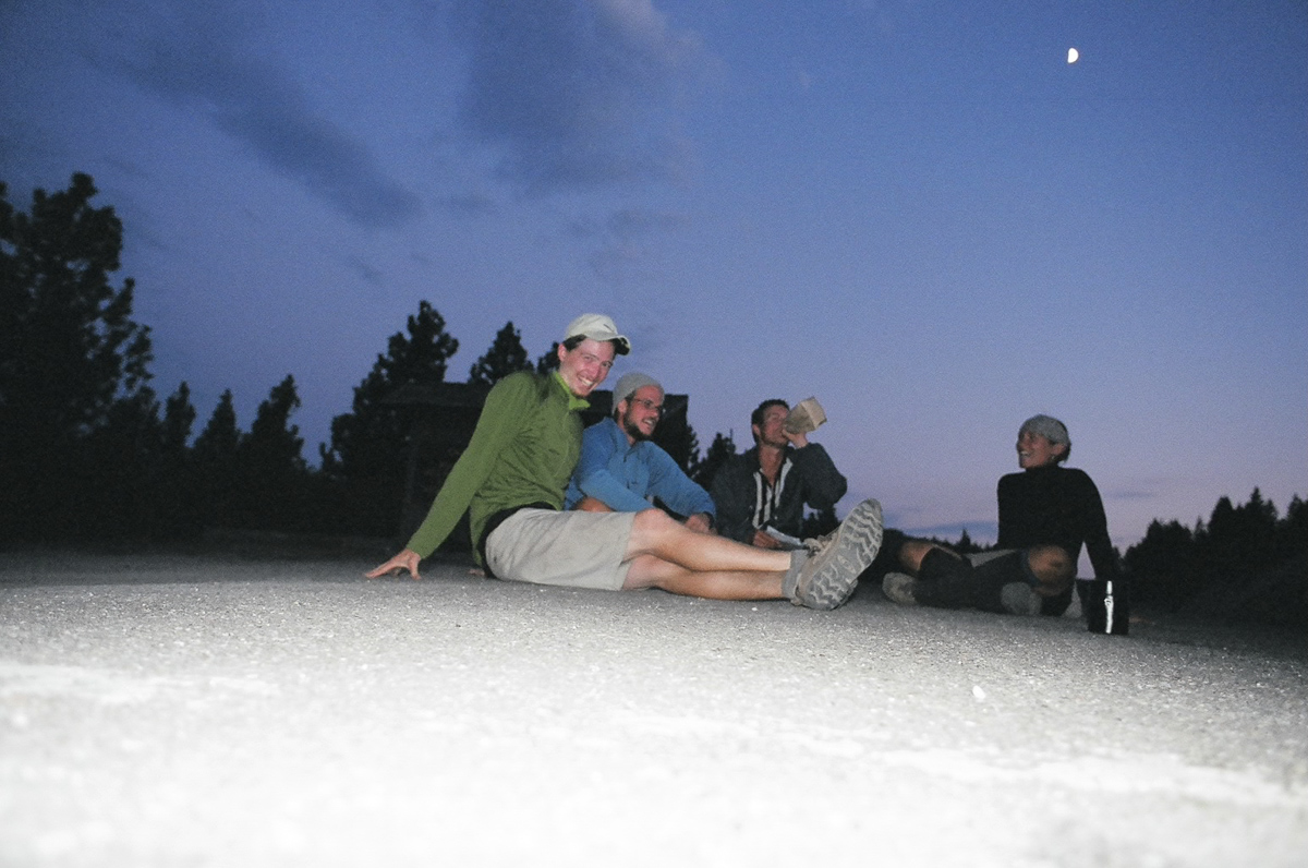 Enjoying some brown bag wine. Notice the red face.