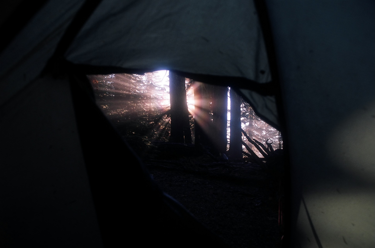 Sunrise and still in my tent.