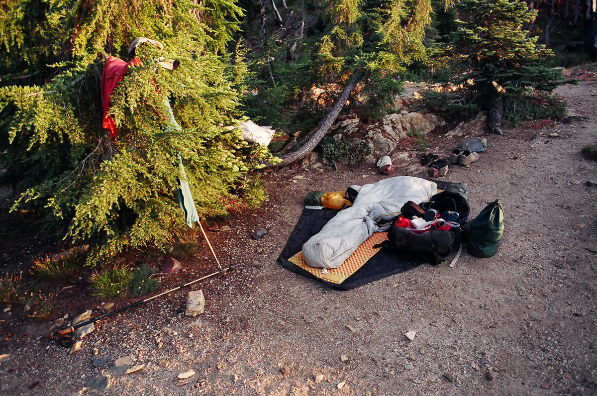 A typical campsite in good weather (no tent).